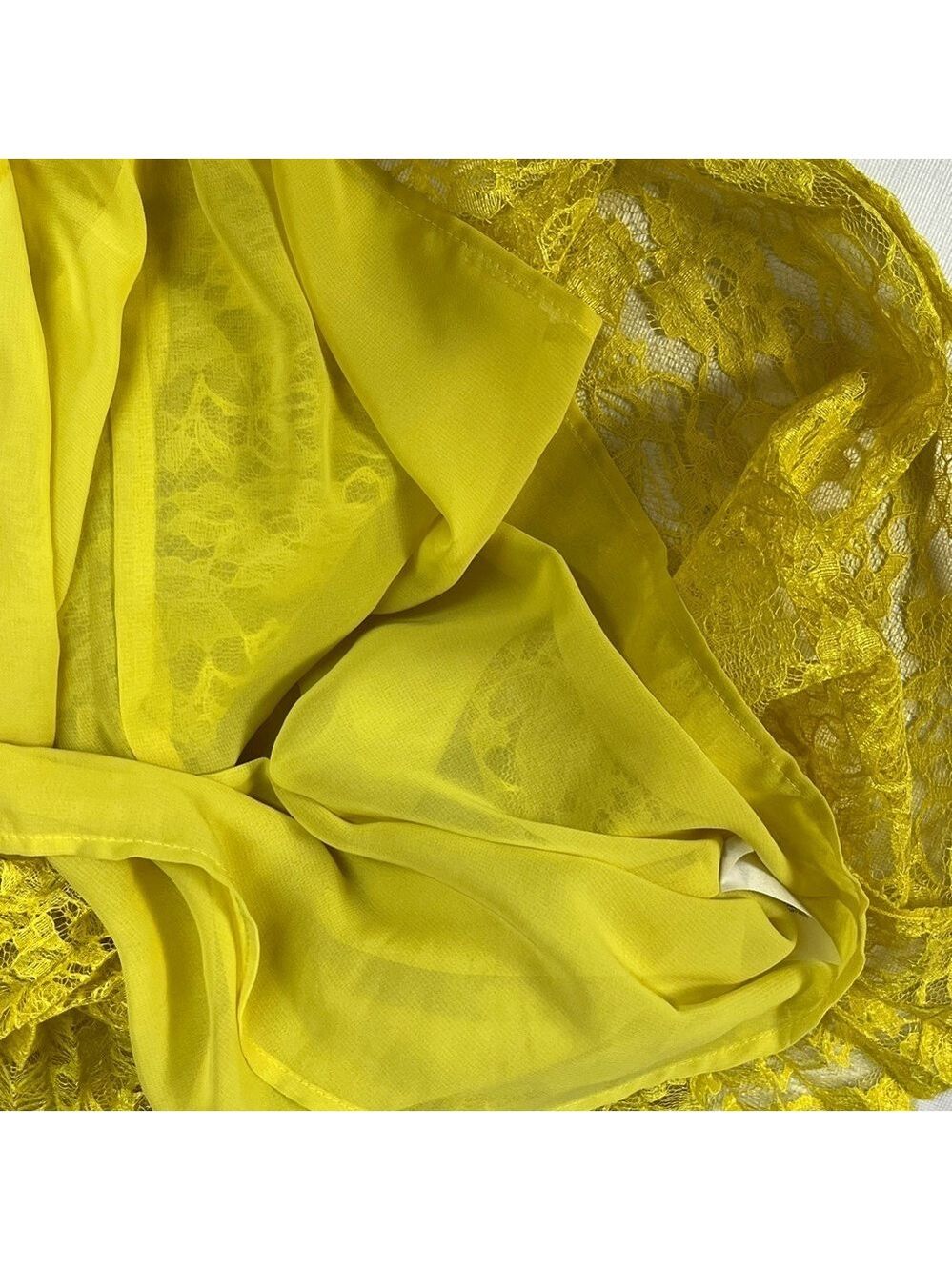 Ann Taylor Yellow Lace Overlay Pleated Front Spaghetti Strap Lined Top sz XS NWT - Picture 11 of 11
